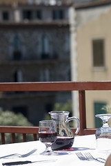 Image showing restaurant taormina italy carafe red wine