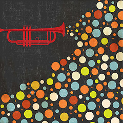 Image showing Music background with trumpet and balls