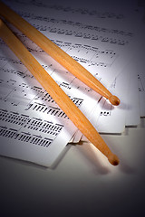 Image showing drumstick and music sheet