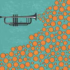 Image showing Music background with trumpet and balls