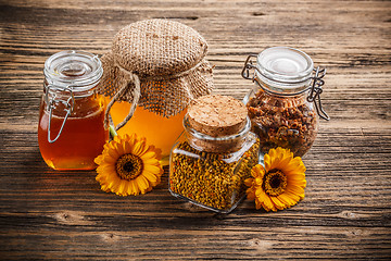 Image showing Honey, pollen and propolis