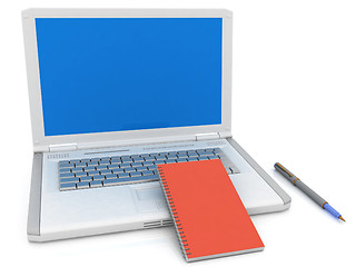 Image showing laptop and notepad 