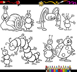 Image showing funny insects set for coloring book