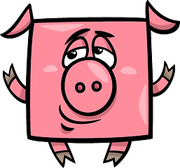 Image showing square pig cartoon illustration