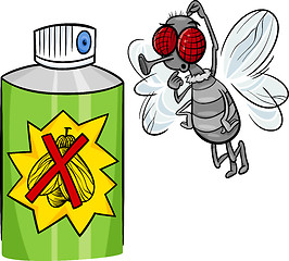 Image showing fly and bug spray cartoon illustration