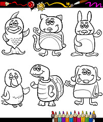 Image showing cute pets cartoon coloring book