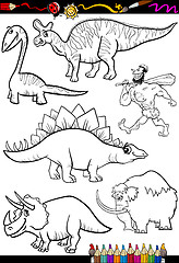 Image showing prehistoric set for coloring book