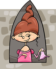 Image showing princess in tower cartoon illustration