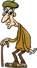 Image showing senior with cane cartoon illustration