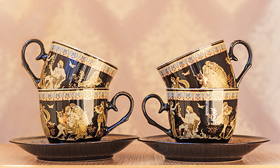 Image showing Beautiful tea cups and saucers