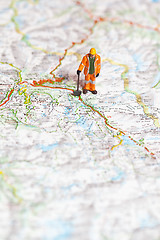 Image showing Miniature people in action on a roadmap