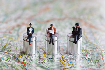 Image showing Miniature people in action on a roadmap