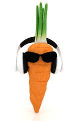Image showing carrot with sun glass and headphones front 