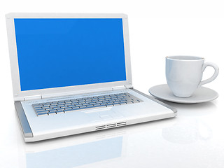 Image showing 3d cup and a laptop