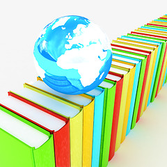 Image showing Colorful books and earth