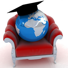 Image showing 3D rendering of the Earth on a chair