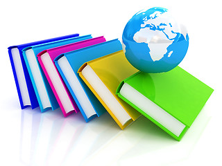 Image showing colorful books and Earth