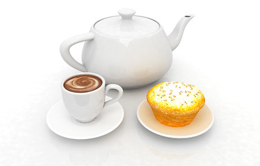 Image showing Appetizing pie and cup of coffee