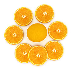 Image showing half oranges and oranges