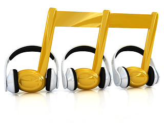 Image showing headphones and 3d note