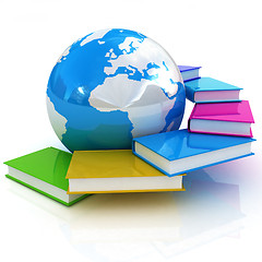 Image showing colorful books and Earth