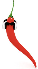 Image showing chili pepper with sun glass and headphones front 