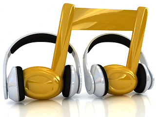 Image showing headphones and 3d note