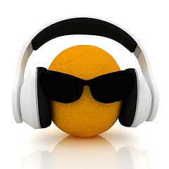 Image showing oranges with sun glass and headphones front 