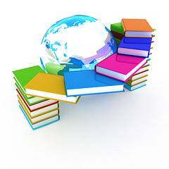 Image showing Colorful books and earth