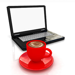 Image showing 3d cup and a laptop