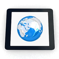 Image showing Phone and earch on white background.Global internet concept