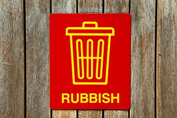 Image showing Rubbish sign