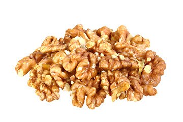 Image showing Heap of beige walnuts
