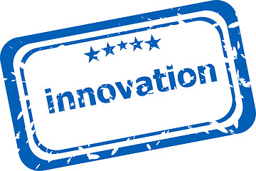 Image showing innovation on rubber stamp over a white background