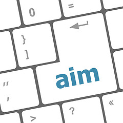 Image showing aim word with key on enter keyboard