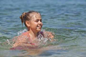 Image showing Young girl in the sea