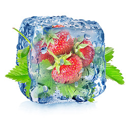 Image showing Strawberry in ice