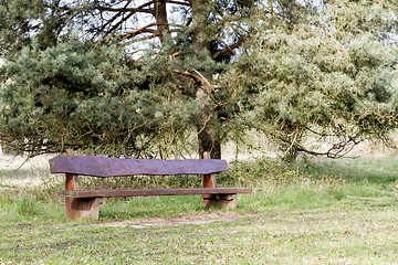 Image showing outdoor bench with tree in background