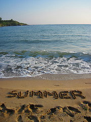 Image showing summer - text in the sand