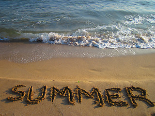 Image showing summer - text in the sand