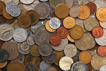 Image showing world and eruopean coins background