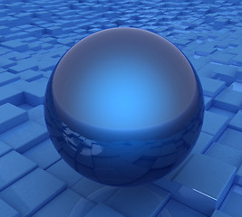 Image showing abstract urban background and sphere. Close-up