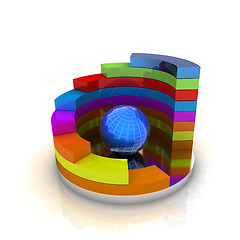 Image showing Abstract colorful structure with blue bal in the center