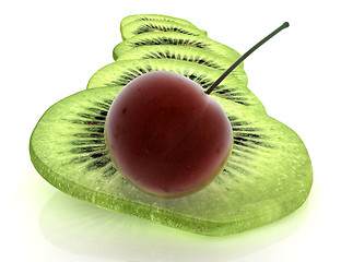 Image showing slices of kiwi and cherry