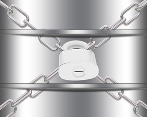 Image showing Metal template with chains and padlock