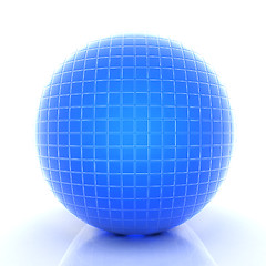 Image showing Abstract 3d sphere with blue mosaic design