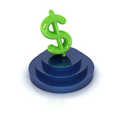 Image showing Dollar sign on podium. 3D icon on white