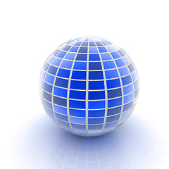 Image showing abstract 3d sphere with blue mosaic design