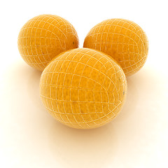 Image showing Glossy ripe oranges on white background