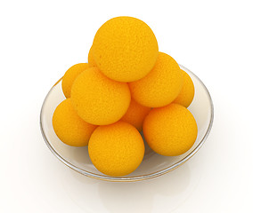 Image showing Oranges on a glass plate